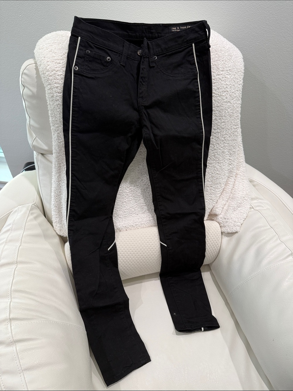 Rag & bone Black Slim Jeans with White Piping